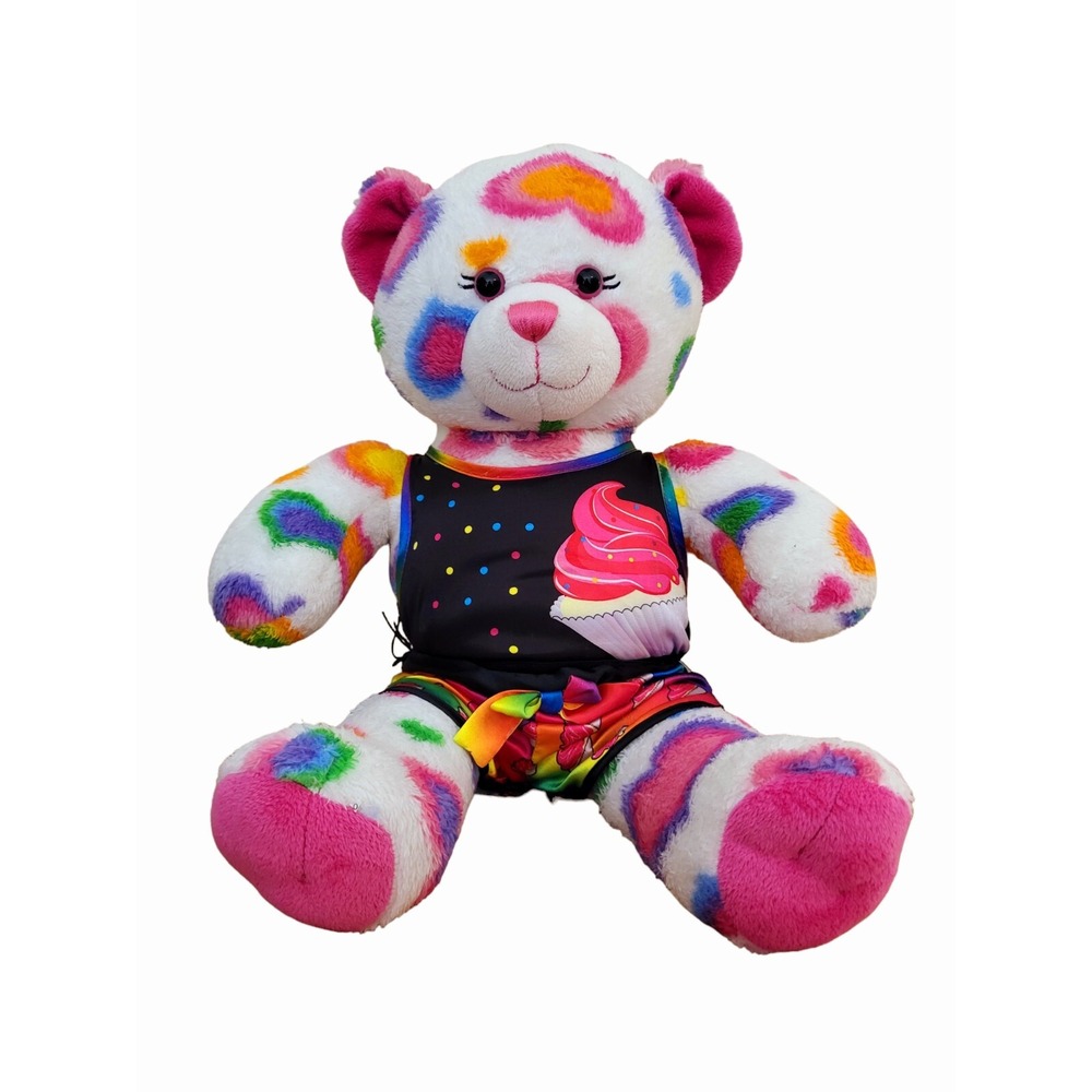 Retired Build a Bear Hearts Cupcakes Birthday Stuffed Teddy Bear 16" Plush EUC